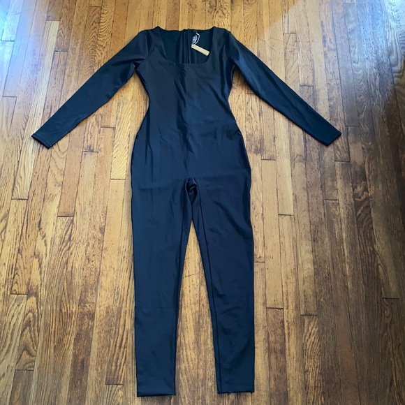 SKIMS | Tops | Skims Allinone Scoop Neck Long Sleeve Onesie Color Onyx Size  M New | Poshmark